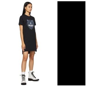 Kenzo Black Classic Embroidered Tiger T-Shirt Dress